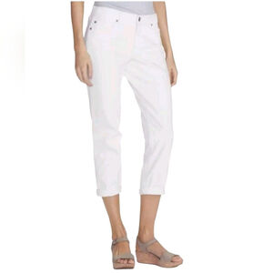 Eddie Bauer Boyfriend Crop White Denim Capris Pants Size 10
